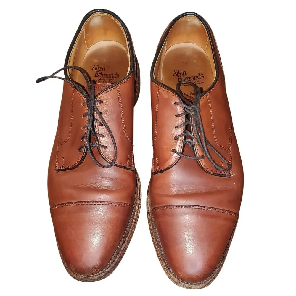 Allen Edmonds Redding Cap Toe Oxford Dress Shoes Men's 7.5 D Brown Leather USA